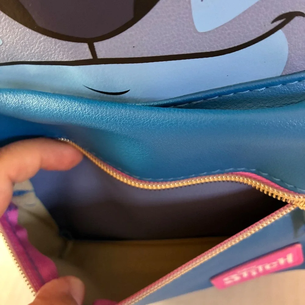 Disney Bioworld Stitch Mini Backpack Blue Faux Leather Kidcore Bag Lilo Colorful